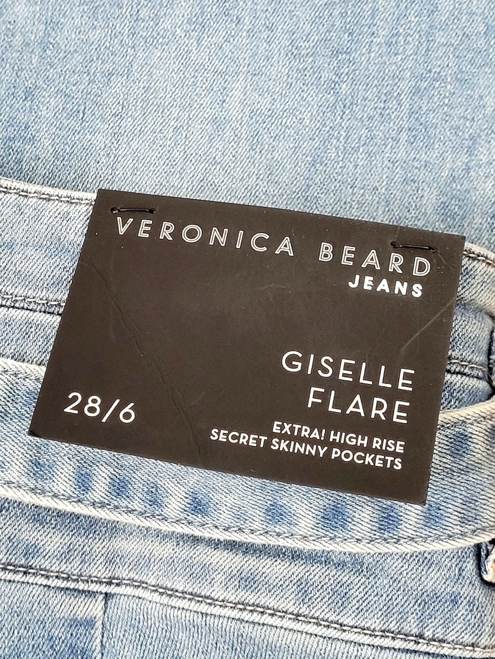 NWT VERONICA BEARD Giselle Flare Extra High Rise Belted Jeans Mystic Blue 28 New - Picture 7 of 14